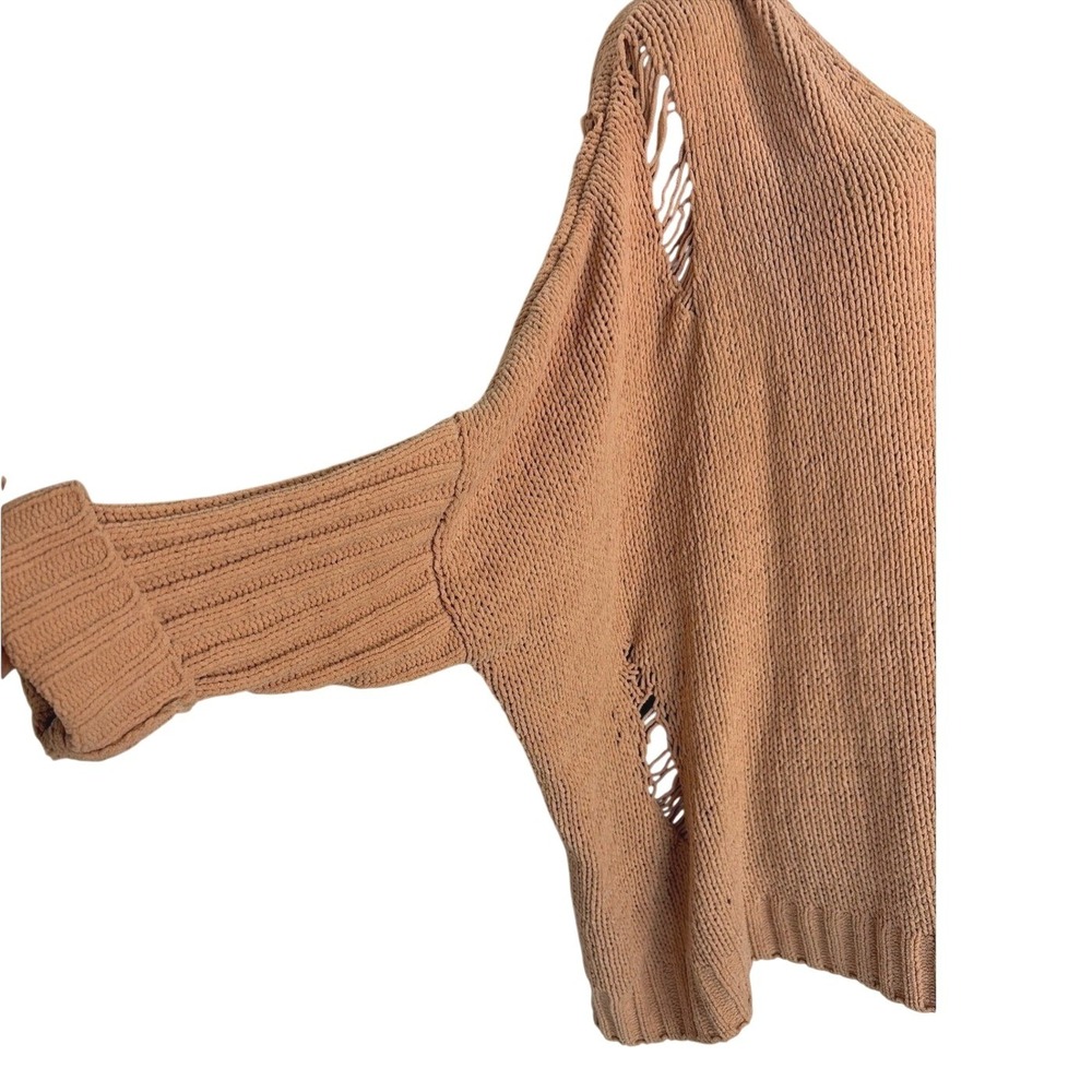 Pol Womens Boho Grunge Hoodie Sweater Distressed Chunky Knit Oversized L - Picture 2 of 7